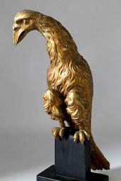 AMERICAN CARVED AND GILT PERCH