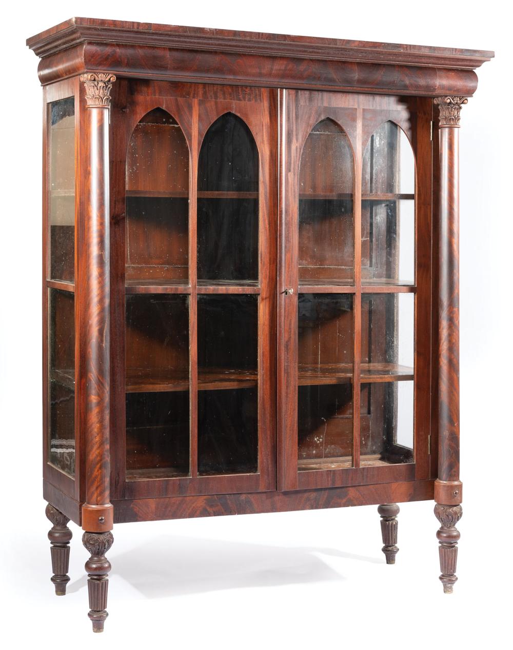 AMERICAN CARVED MAHOGANY VITRINE