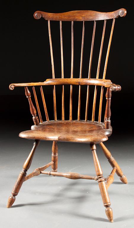 American carved oak comb-back
