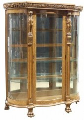 AMERICAN CARVED OAK CURVED GLA