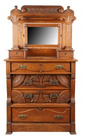 AMERICAN CARVED OAK DRESSER19t