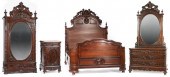 AMERICAN CARVED ROSEWOOD BEDRO