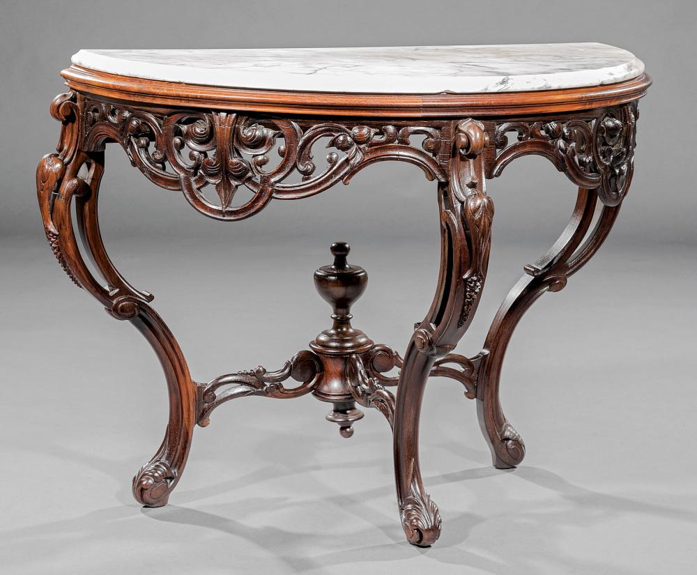AMERICAN CARVED ROSEWOOD DEMILUNE