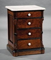 AMERICAN CARVED WALNUT BEDSIDE