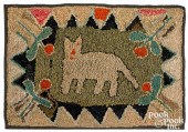 AMERICAN CAT HOOKED RUG, CA. 1