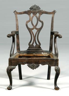 American Chippendale open armchair,
