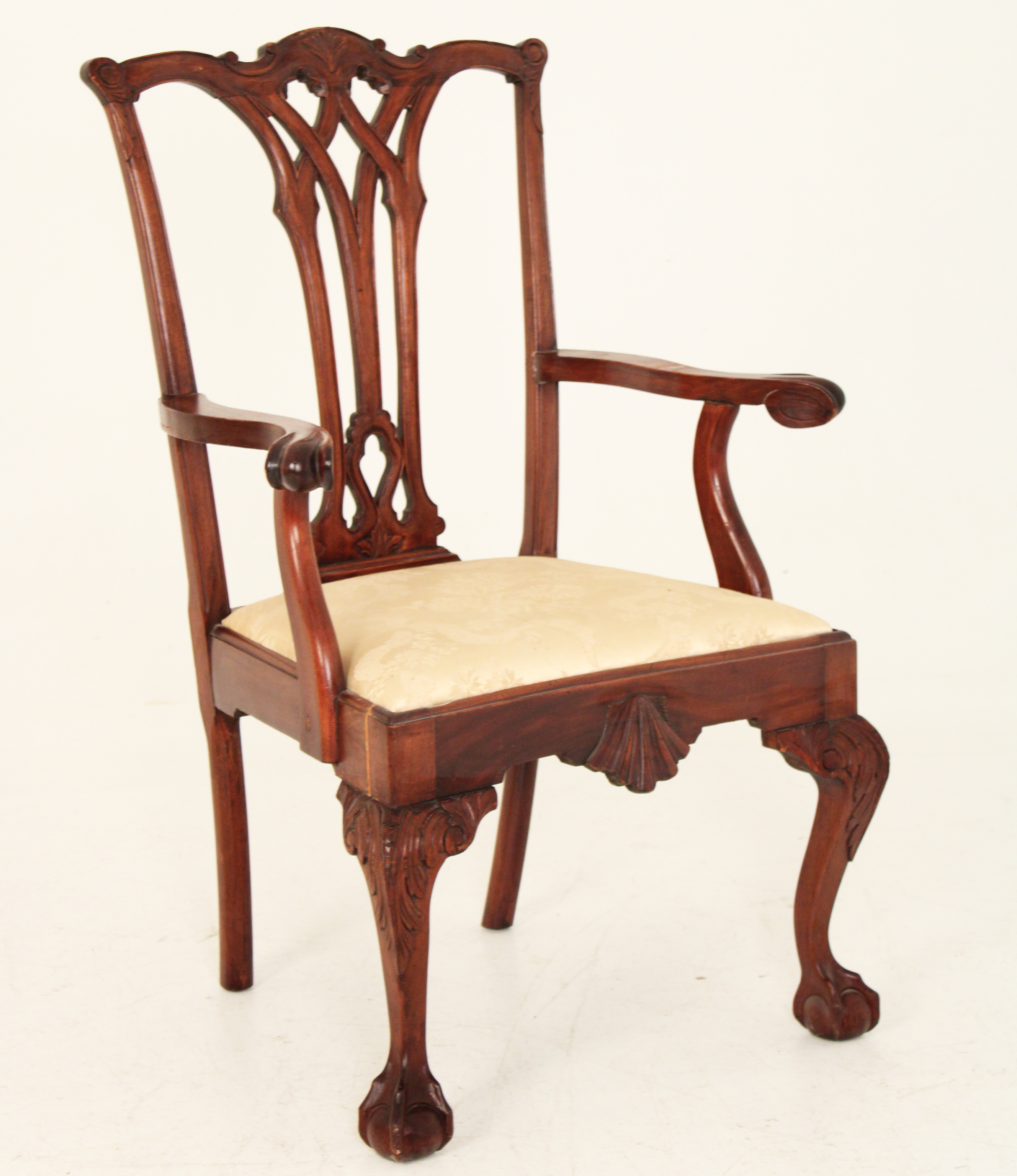 AMERICAN CHIPPENDALE STYLE ARM