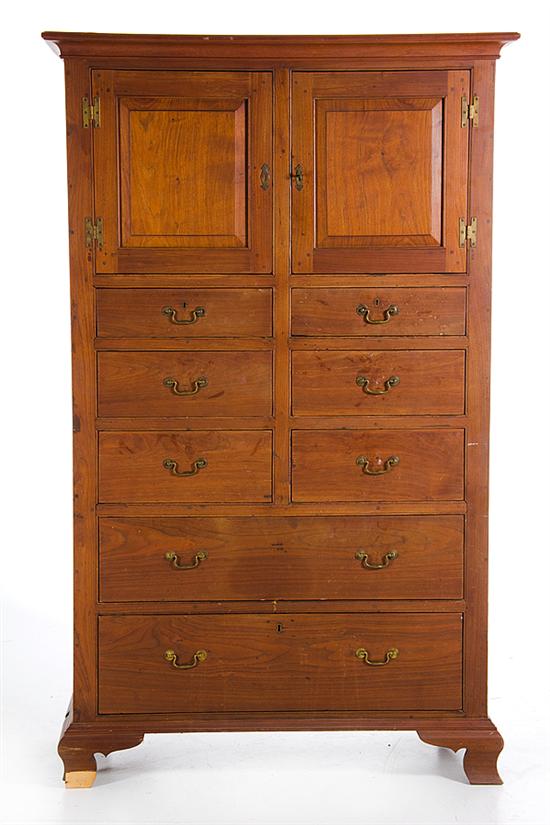 American Chippendale walnut tall