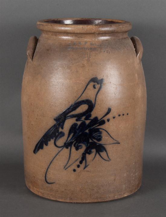American cobalt decorated salt