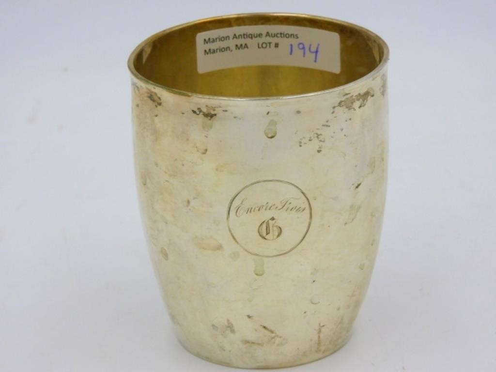 AMERICAN COIN SILVER BEAKER.