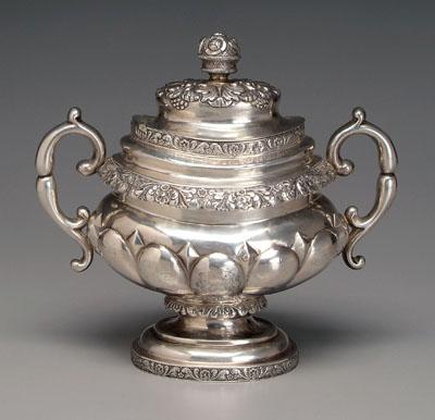 American coin silver sugar, oval