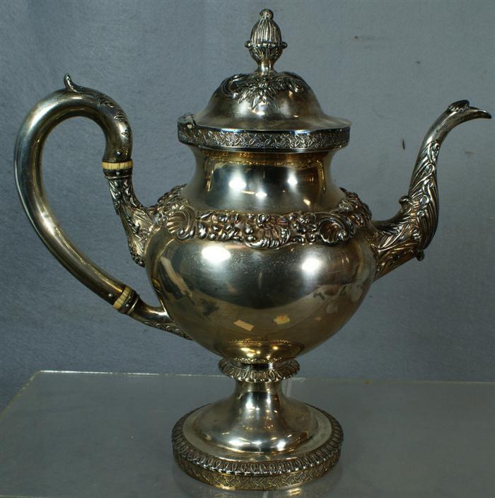 American coin silver teapot, R&W