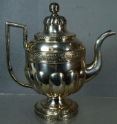 American coin silver teapot, W