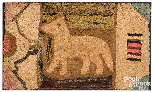 AMERICAN DOG HOOKED RUG, CA.