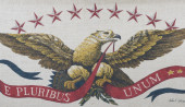 AMERICAN EAGLE WITH RED RIBBON