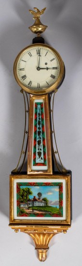 AMERICAN EGLOMISE BANJO CLOCK,