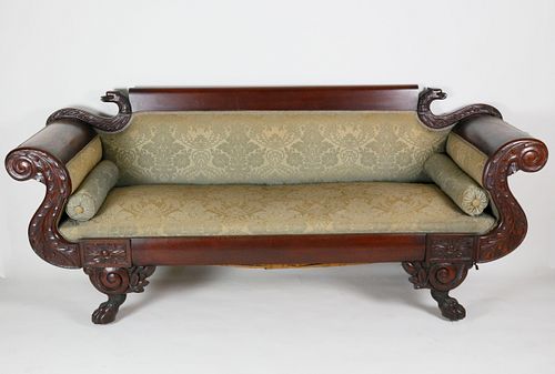 AMERICAN EMPIRE CARVED MAHOGANY