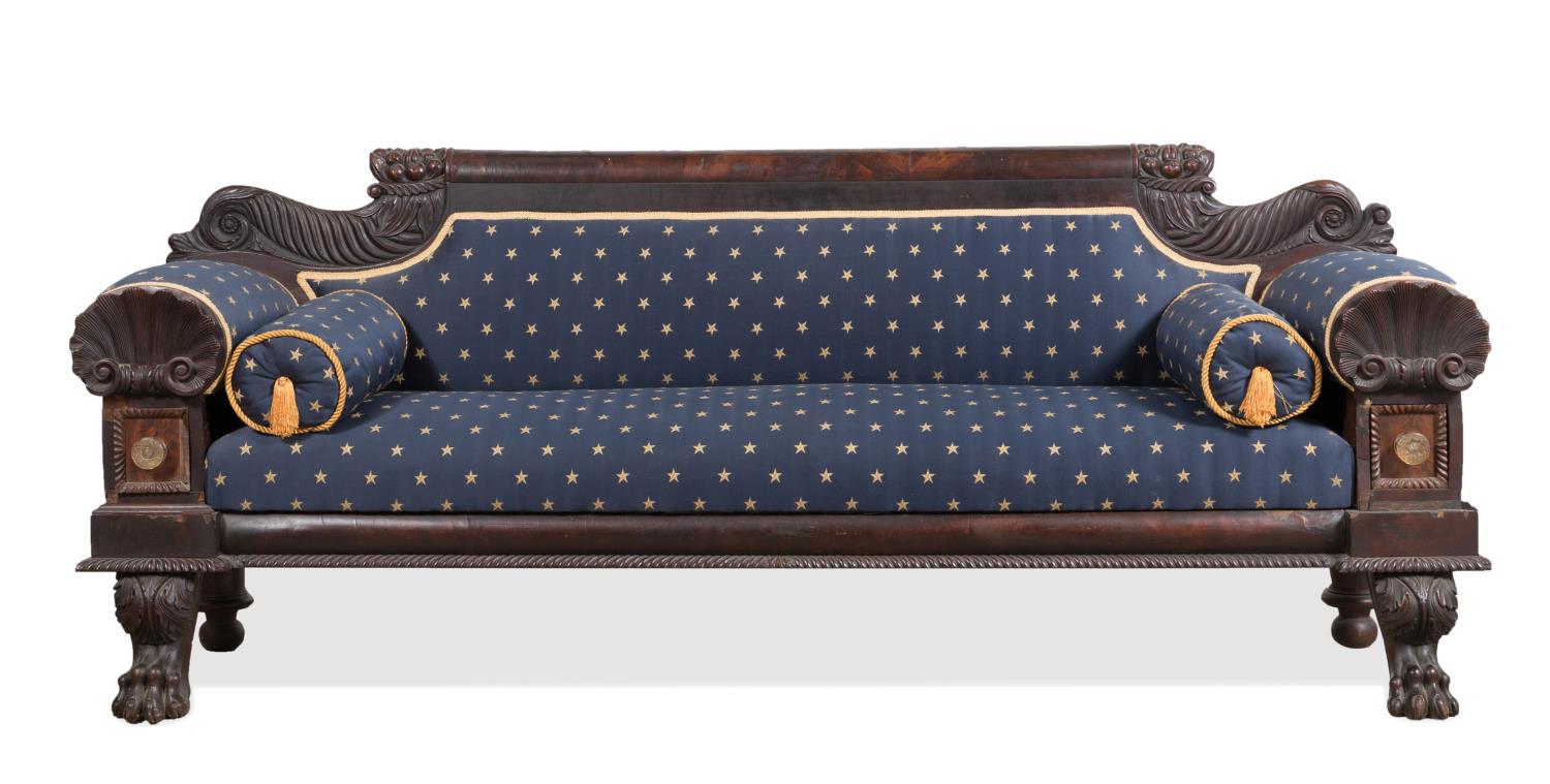 AMERICAN EMPIRE MAHOGANY SOFA, STAR
