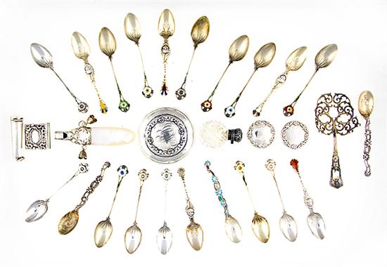 American enameled silver spoons and