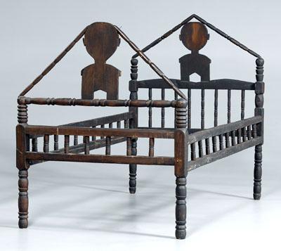 American folk art bedstead, red