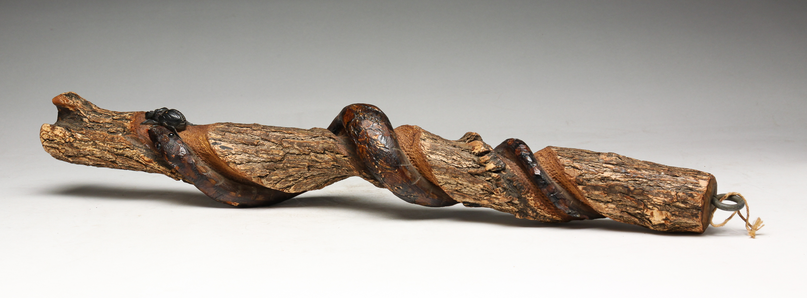 AMERICAN FOLK ART CARVED SNAKE ON