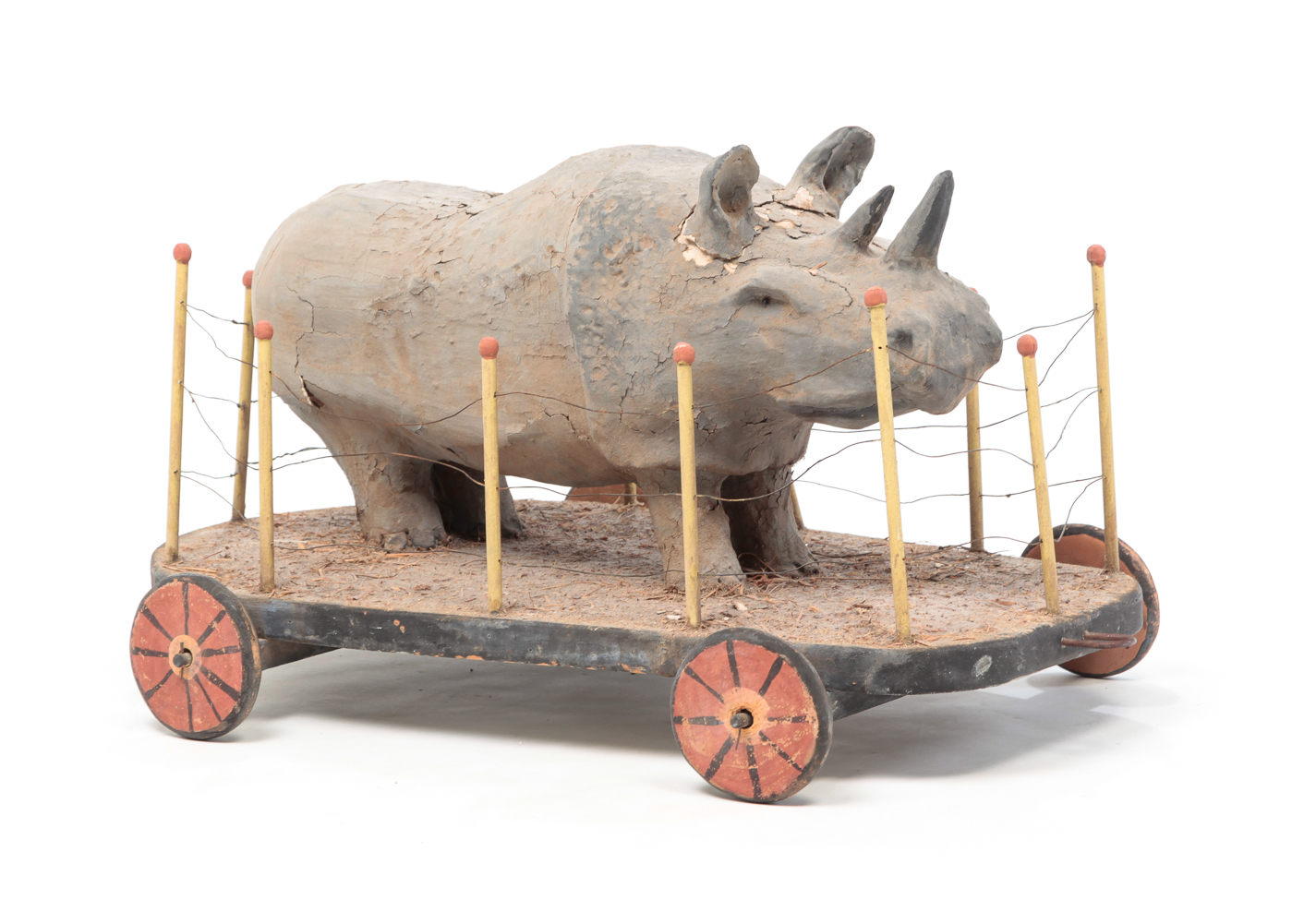 AMERICAN FOLK ART CIRCUS RHINO ON