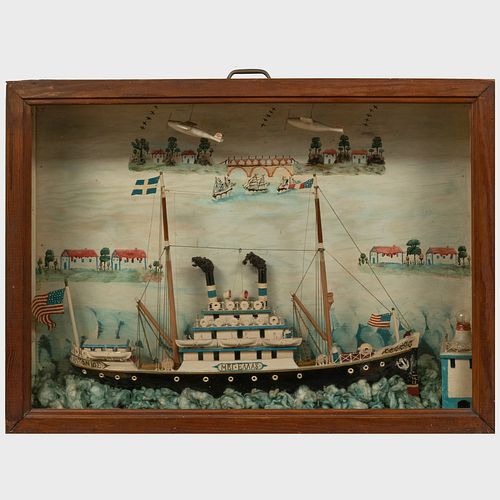 AMERICAN FOLK ART HALF HULL SHIP