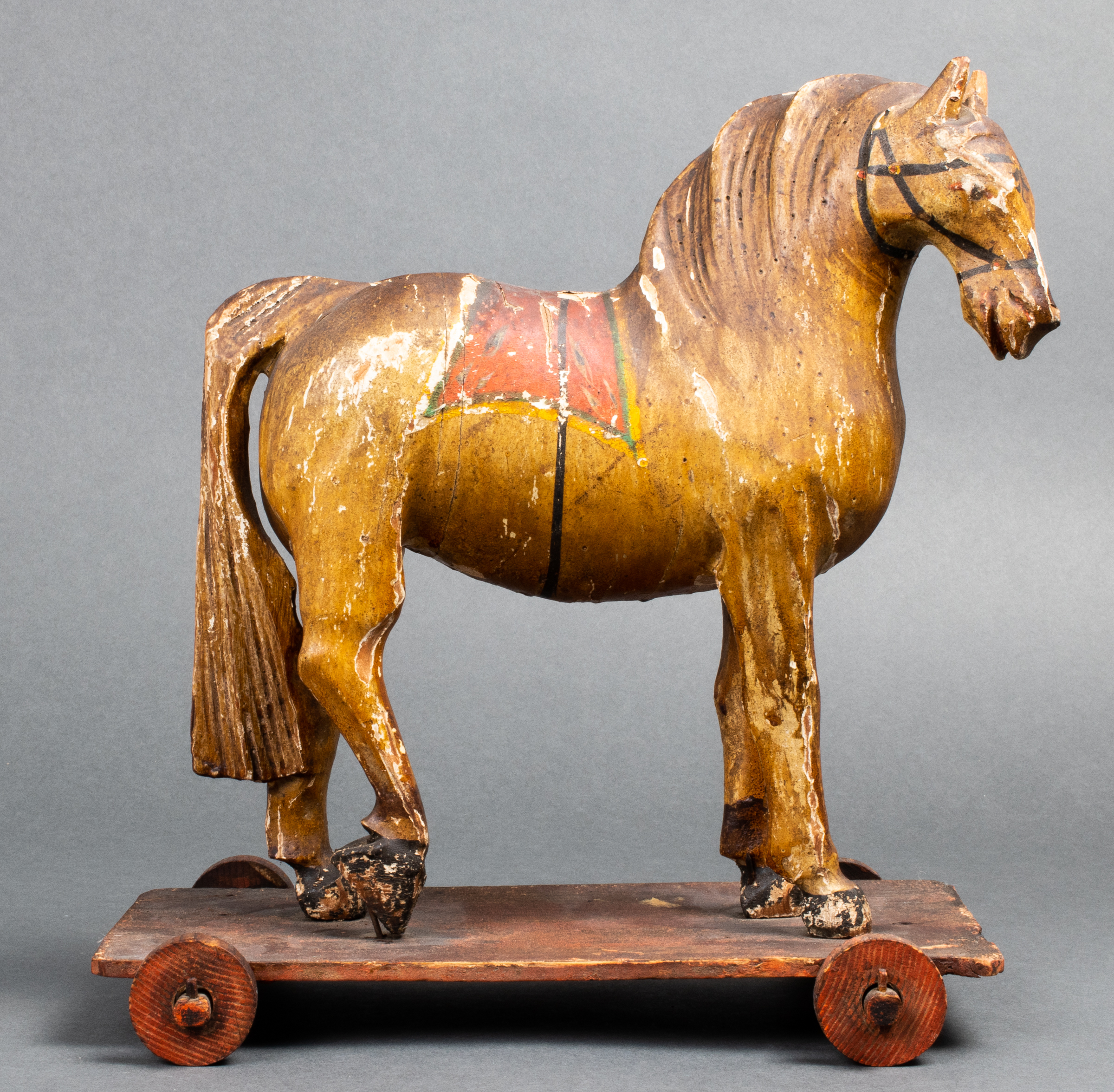 AMERICAN FOLK ART PULL TOY HORSE
