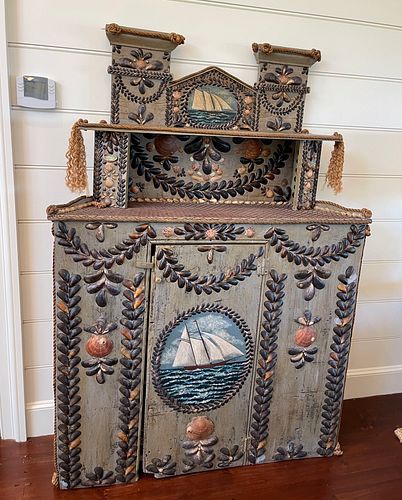 AMERICAN FOLK ART SHELL ENCRUSTED