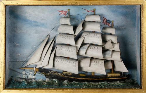 AMERICAN FOLK ART SHIP SHADOWBOX