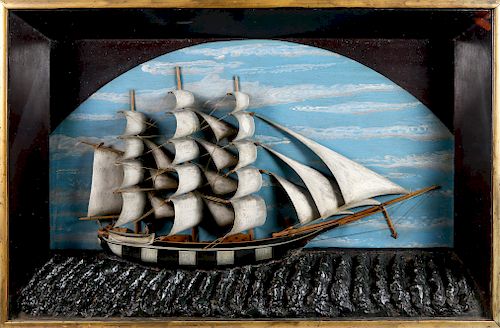 AMERICAN FOLK ART SHIP SHADOWBOX