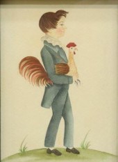 AMERICAN FOLK ART WATERCOLOR A