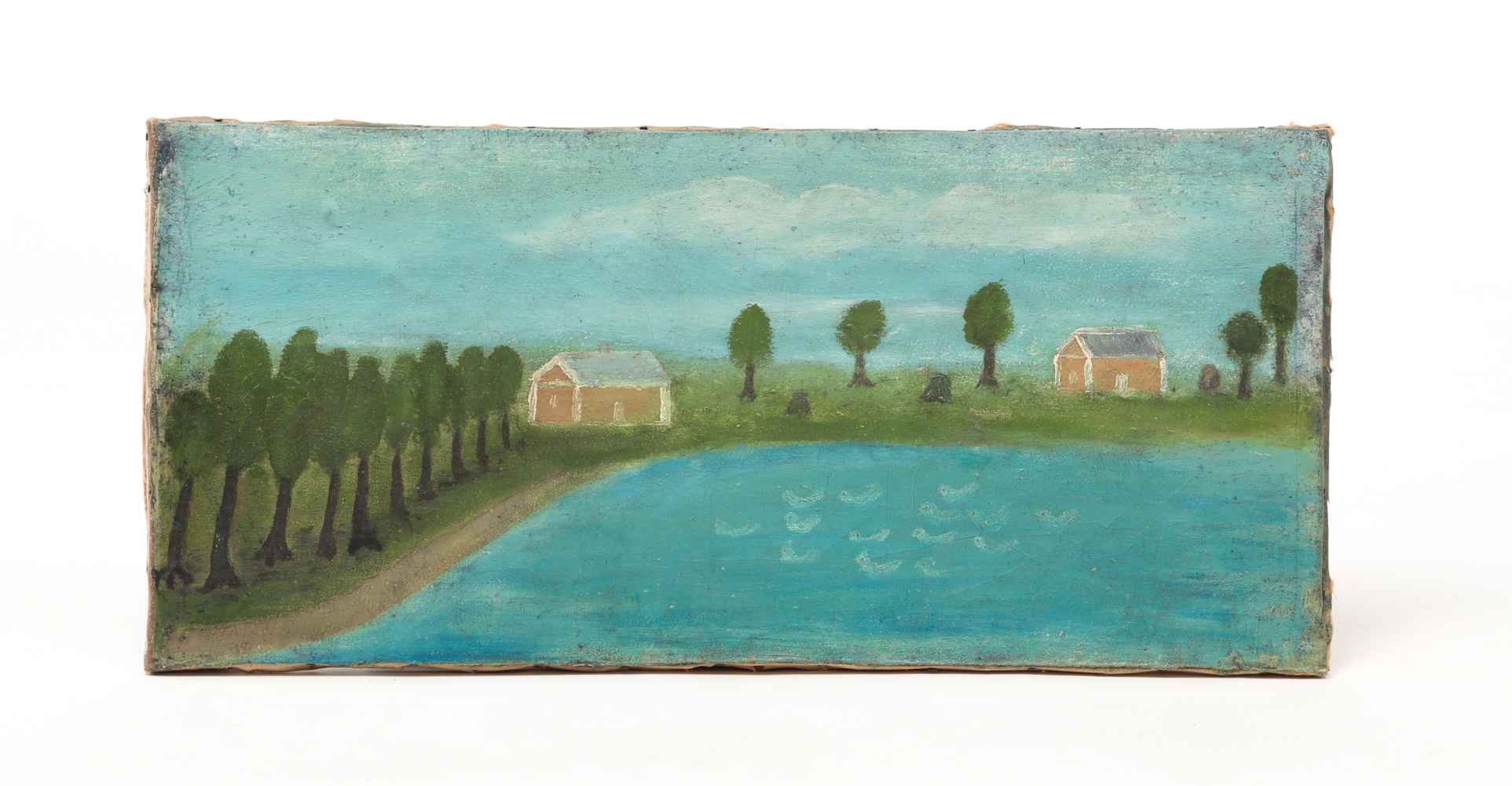 AMERICAN FOLKSY LANDSCAPE WITH