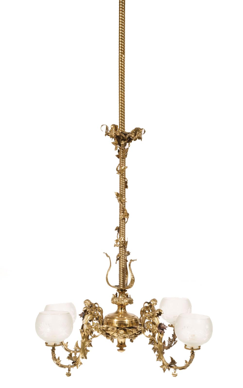 AMERICAN GILT-BRASS FOUR-LIGHT