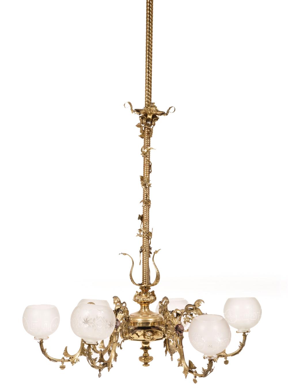 AMERICAN GILT-BRASS SIX-LIGHT