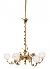 AMERICAN GILT-BRASS SIX-LIGHT