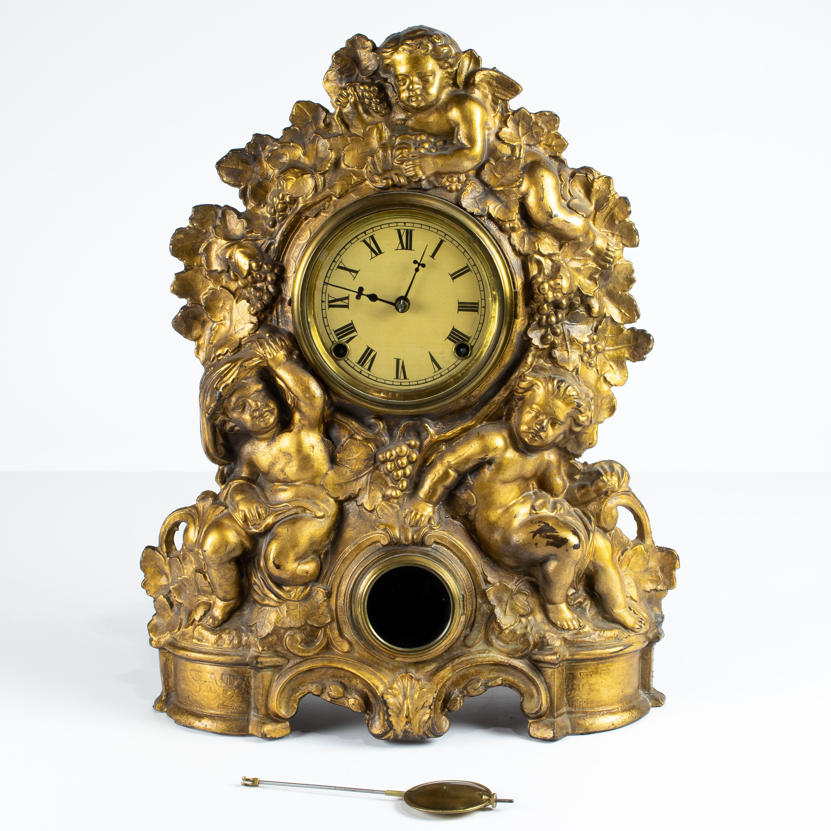 AMERICAN GILT CAST IRON AND WOOD