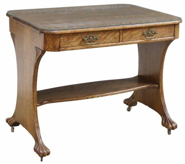 AMERICAN GLASS-TOP QUARTER SAWN OAK