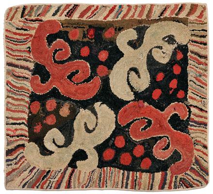 American hooked rug, abstract
