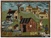 AMERICAN HOOKED RUG, EARLY 20T