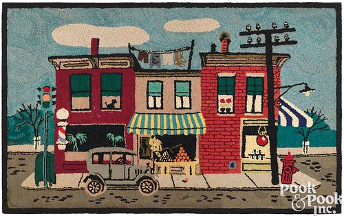 AMERICAN HOOKED RUG, MID 20TH