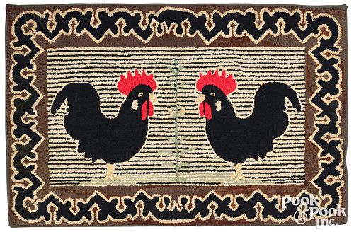 AMERICAN HOOKED RUG OF TWO