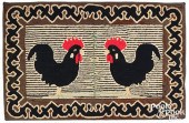 AMERICAN HOOKED RUG OF TWO ROO
