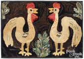 AMERICAN HOOKED RUG OF TWO ROO