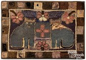 AMERICAN HOOKED RUG WITH CATS,
