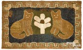 AMERICAN HOOKED RUG WITH CATS,