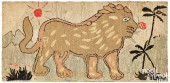 AMERICAN HOOKED RUG WITH LION,