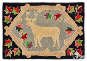 AMERICAN HOOKED RUG WITH STAG,