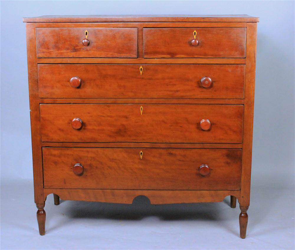AMERICAN INLAID CHERRYWOOD CHEST OF