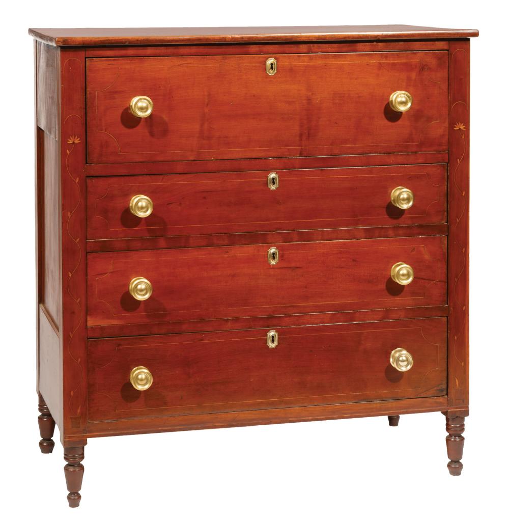 AMERICAN INLAID CHERRYWOOD CHEST OF